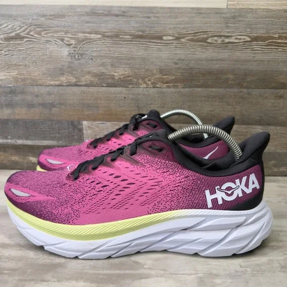 Hoka One One Clifton 8 Running Shoes Womens 10.5 D Wide Pink Purple 1121375 BGIR - Picture 2 of 8